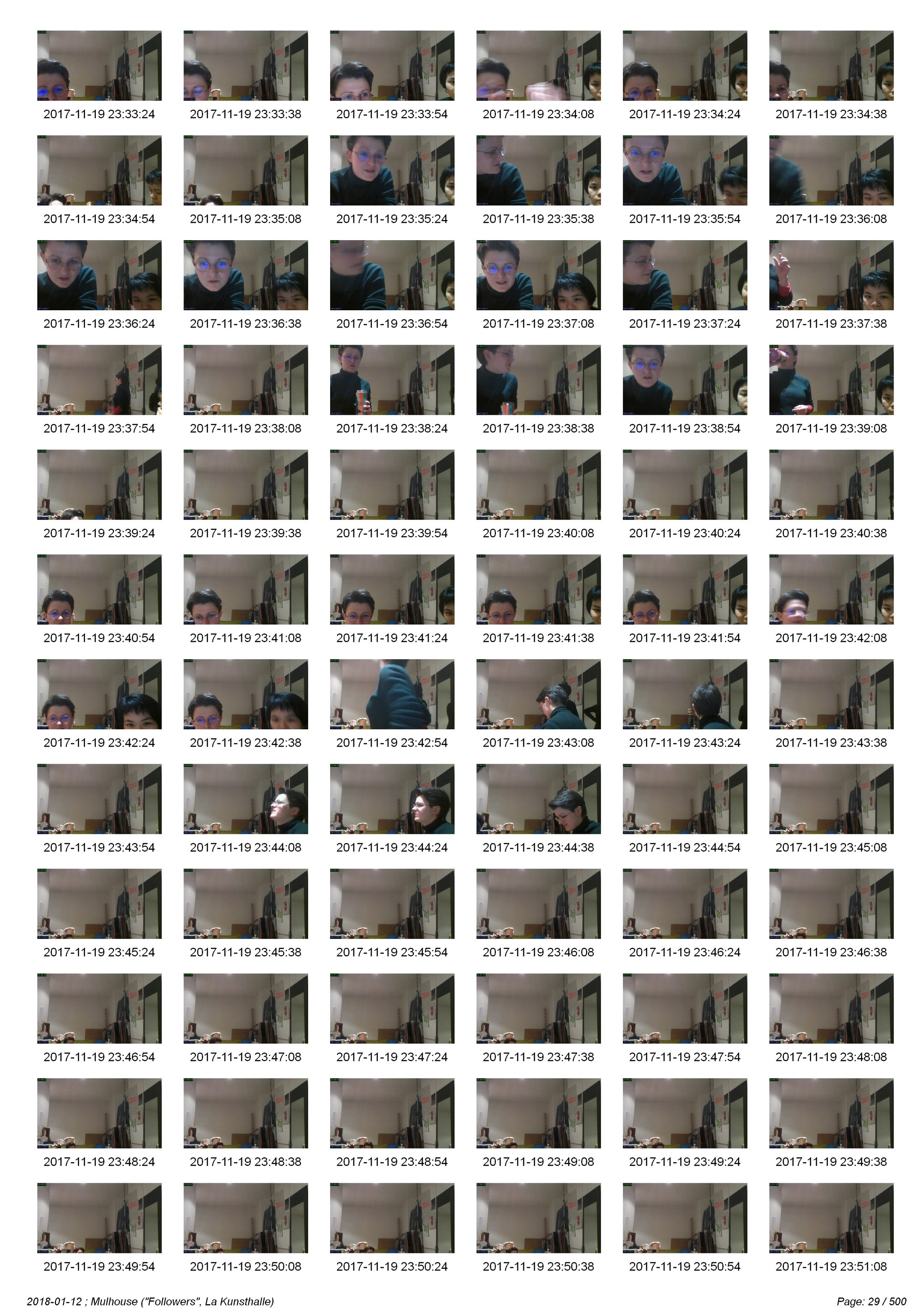contact sheet with 72 webcam pictures